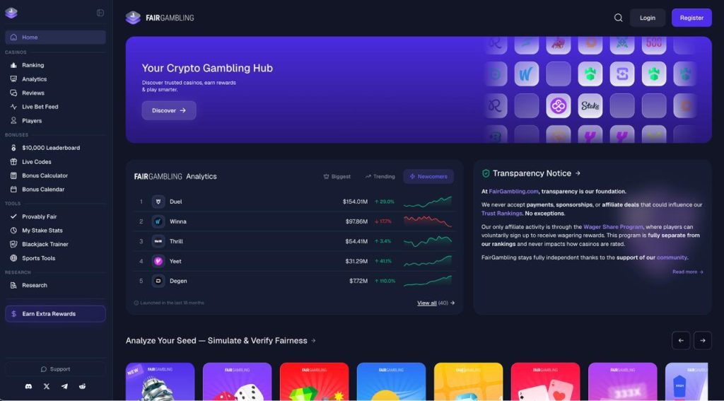 FairGambling Launches Crypto Casino Review And Analytics Platform With Provably Fair Tools And Extra Rewards FairGambling Launches Crypto Casino Review And Analytics Platform With Provably Fair Tools And Extra Rewards